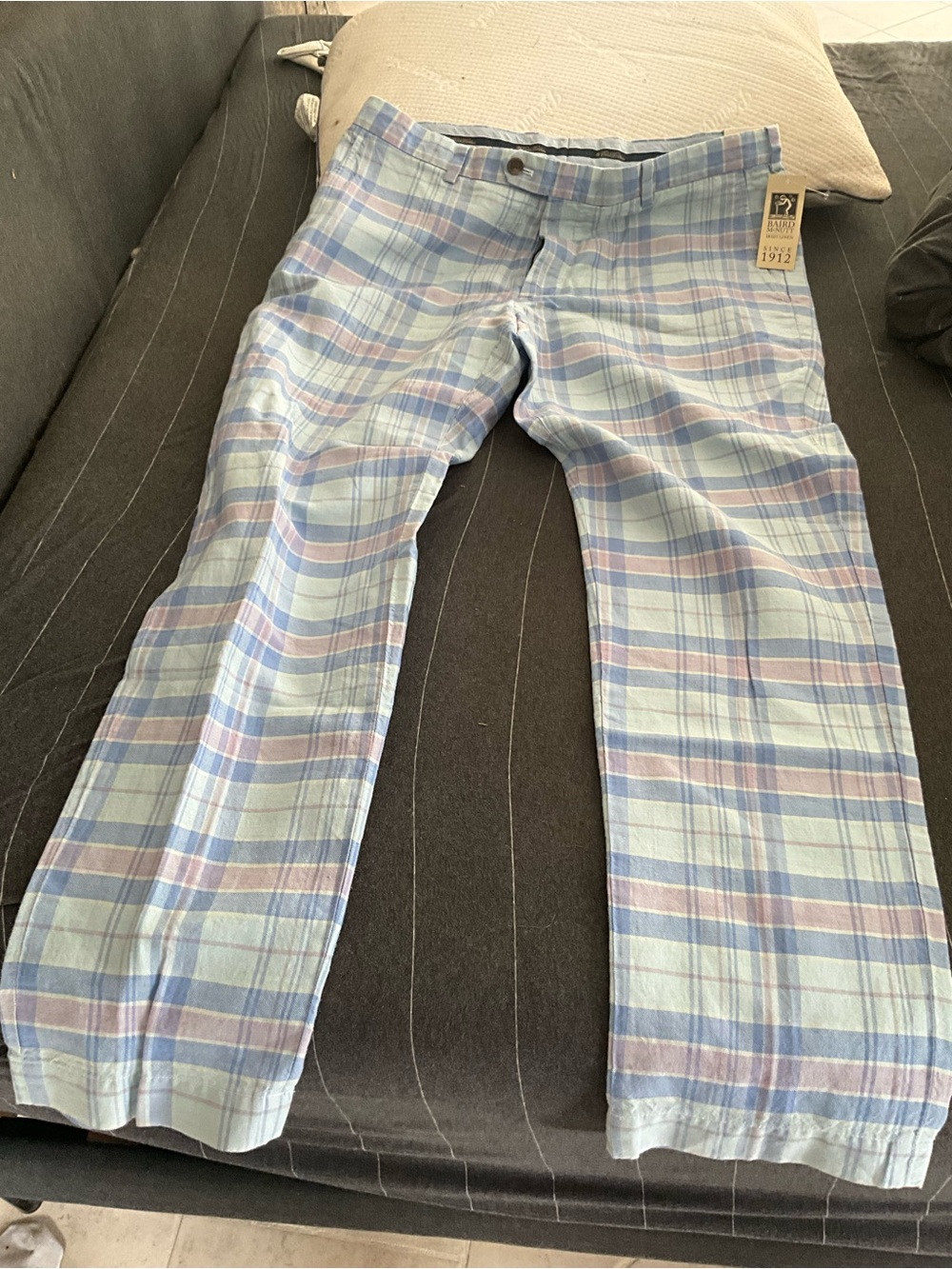 Brooks Brothers Light Blue and Lavender Plaid Chinos